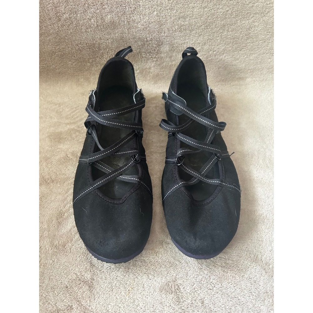 Privo by Clarks Womens 8.5 Poppy Bloom black strappy mesh flats